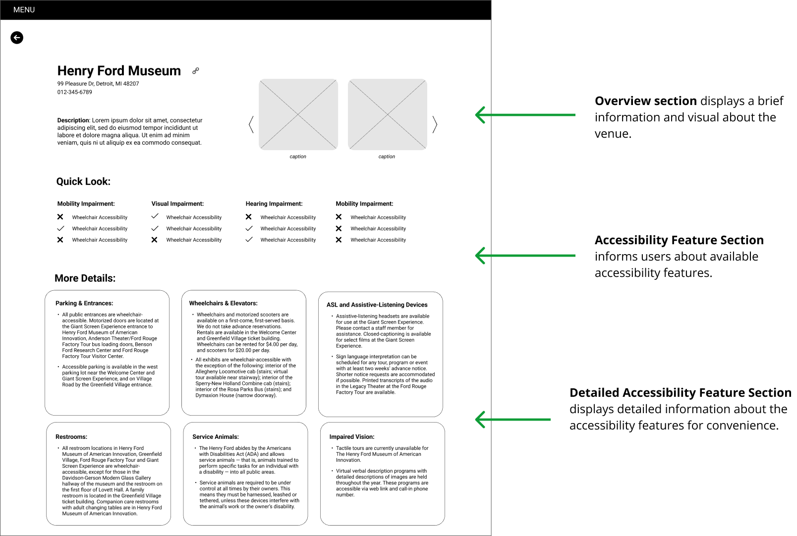 detail screen wireframe